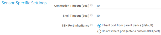 Sensor Specific Settings Sensor Specific Settings