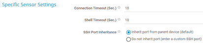 Specific Sensor Settings Specific Sensor Settings